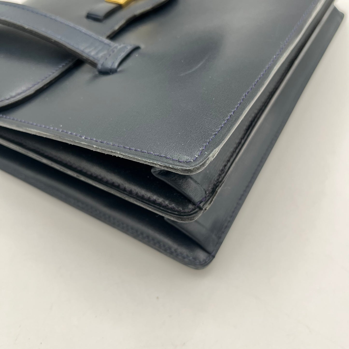 Christian Dior Dark Blue Leather Flap Shoulder Bag