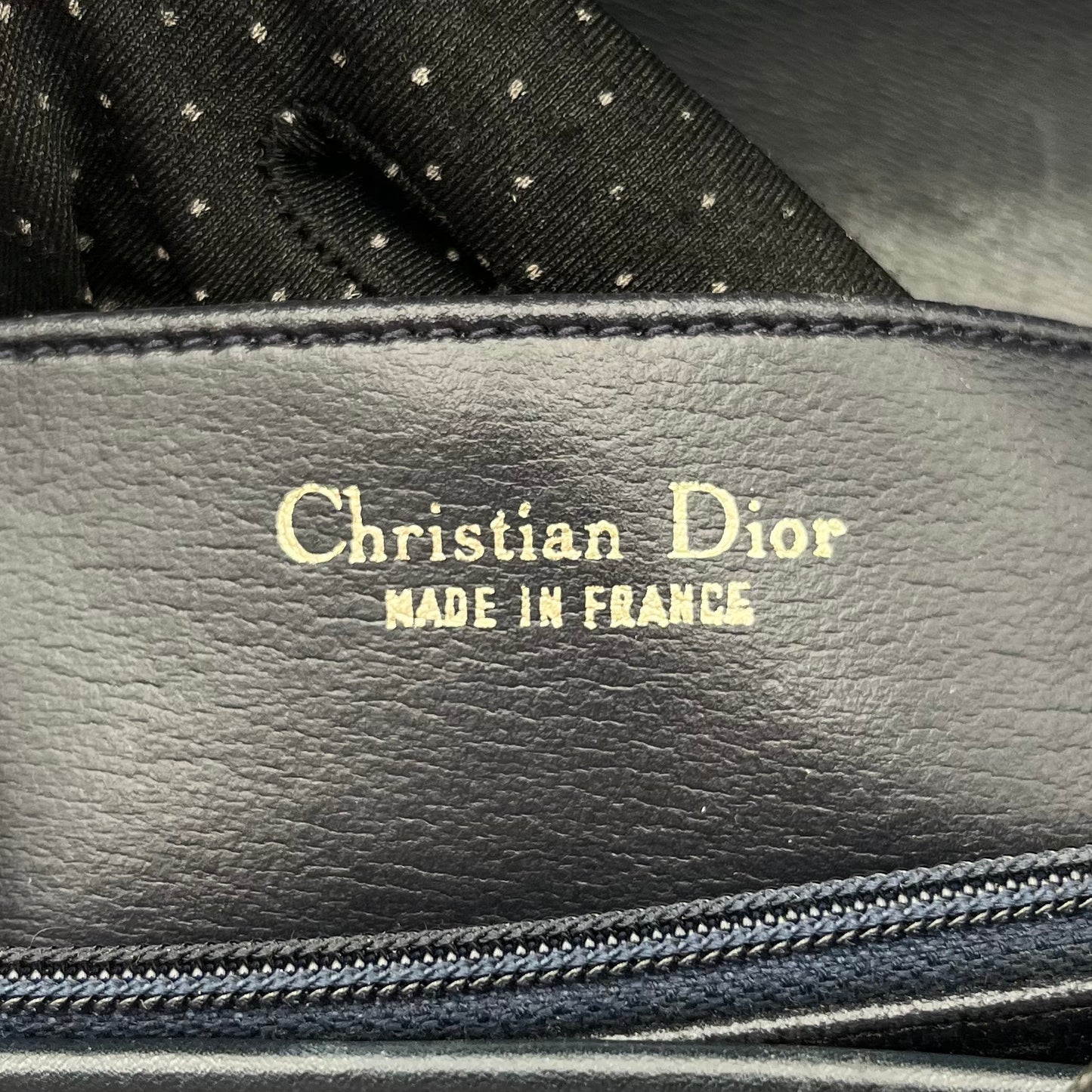 Christian Dior Dark Blue Leather Flap Shoulder Bag