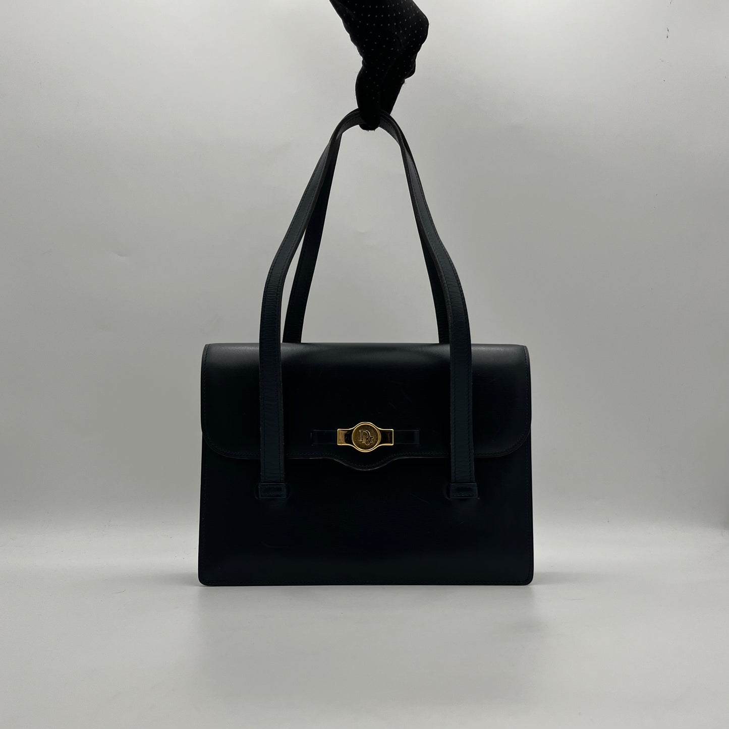 Christian Dior Dark Blue Leather Flap Shoulder Bag