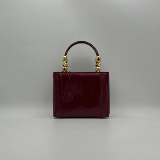 Christian Dior Magenta Patent Leather Malice Pearl Handbag GHW