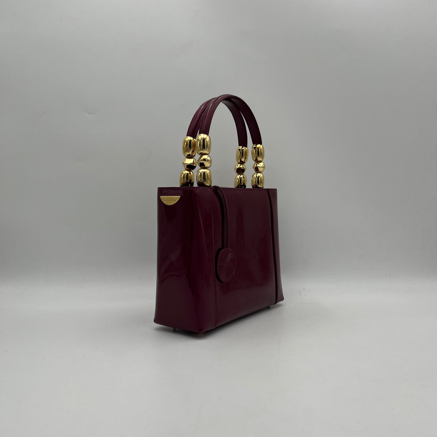 Christian Dior Magenta Patent Leather Malice Pearl Handbag GHW