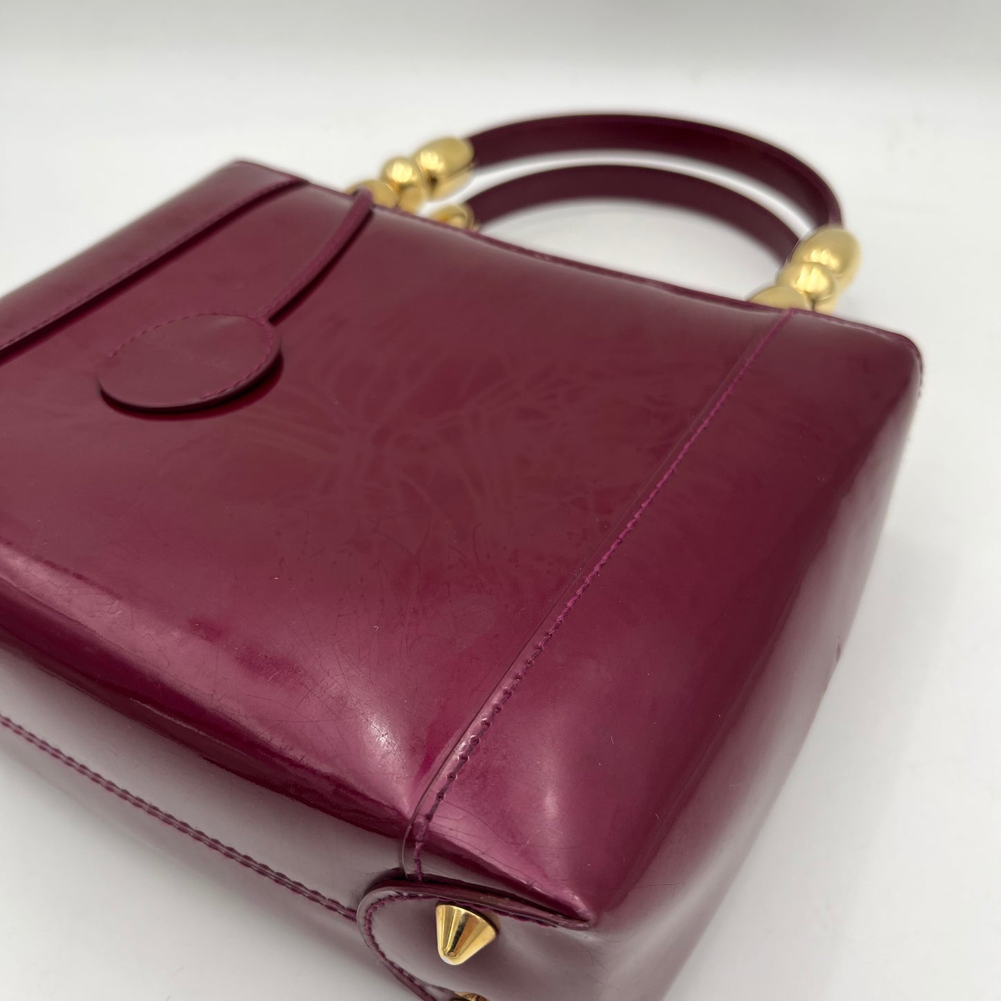 Christian Dior Magenta Patent Leather Malice Pearl Handbag GHW