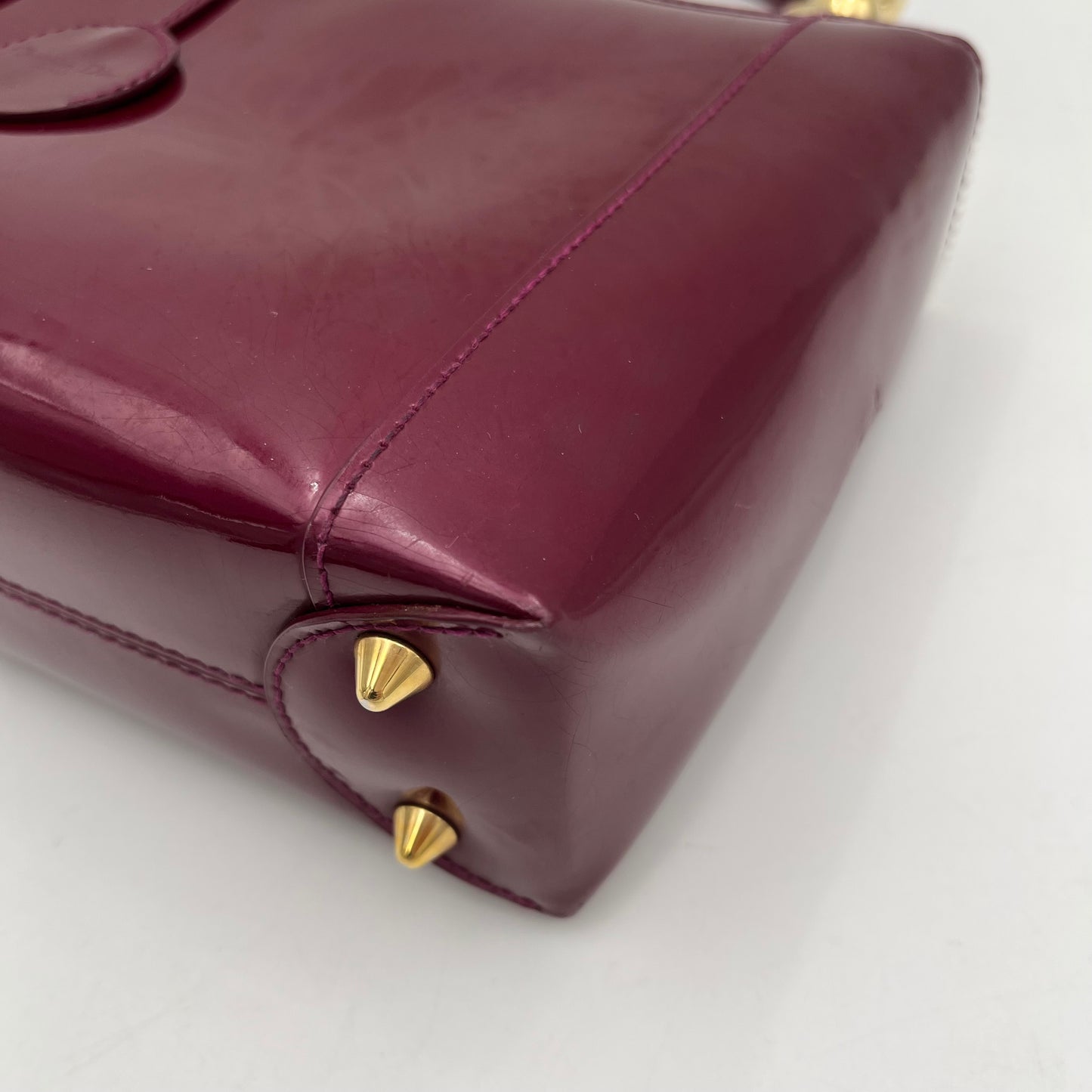 Christian Dior Magenta Patent Leather Malice Pearl Handbag GHW