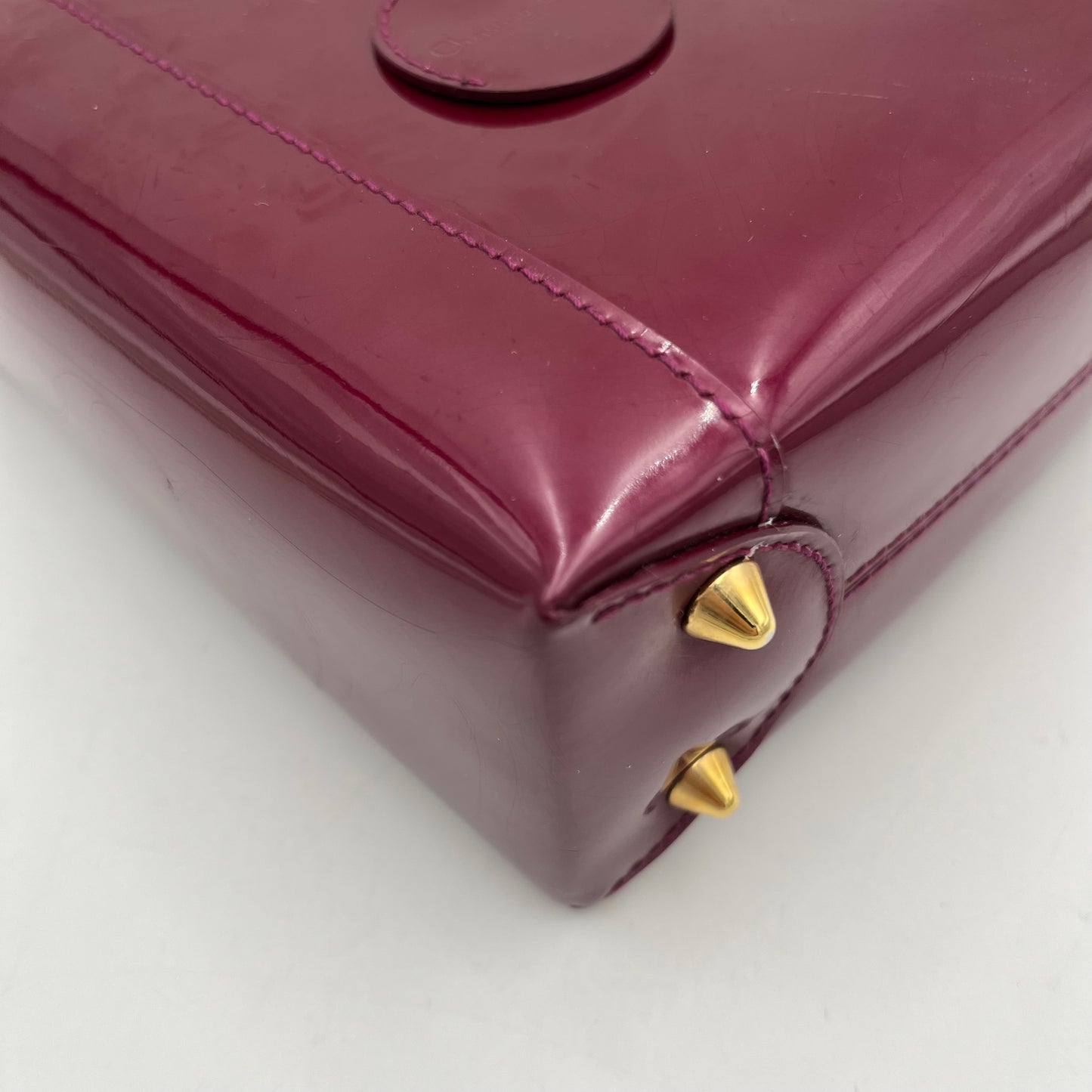 Christian Dior Magenta Patent Leather Malice Pearl Handbag GHW