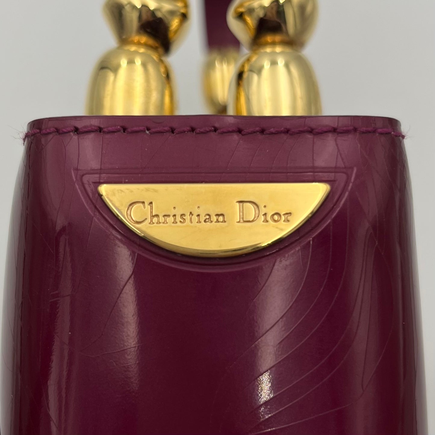 Christian Dior Magenta Patent Leather Malice Pearl Handbag GHW
