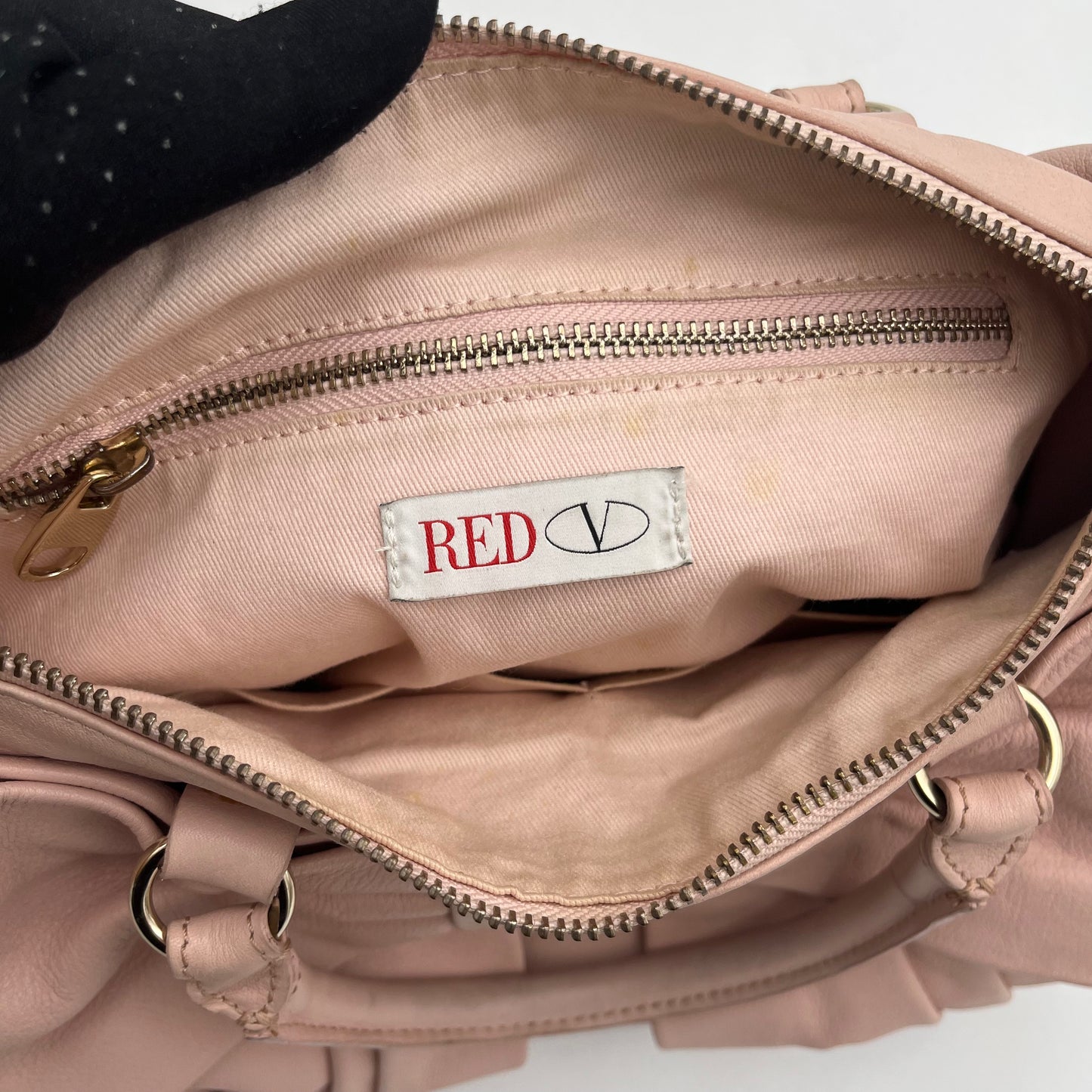 Valentino Garavani Red Pink Bow Leather Handbag