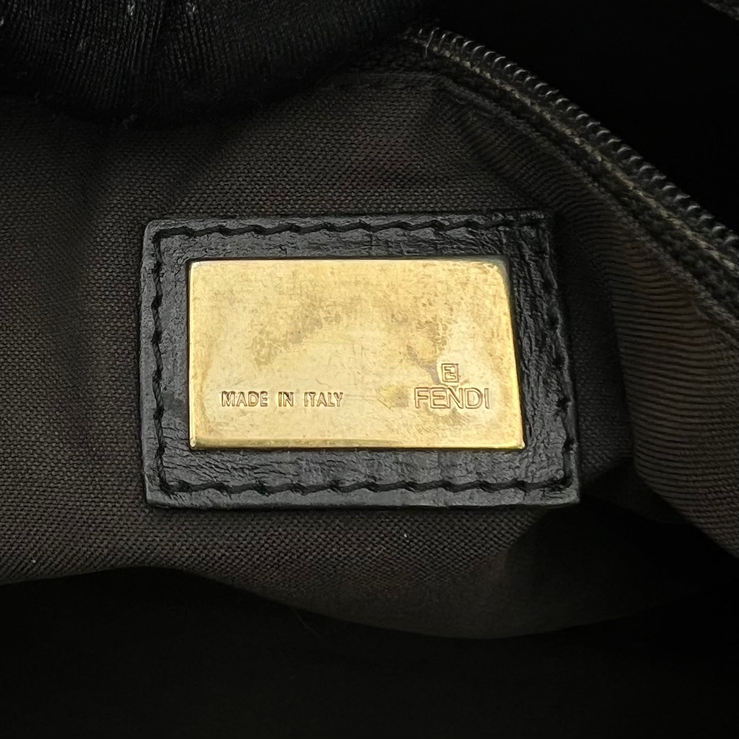 Fendi Black Zucchino Canvas and Leather Zip Tote