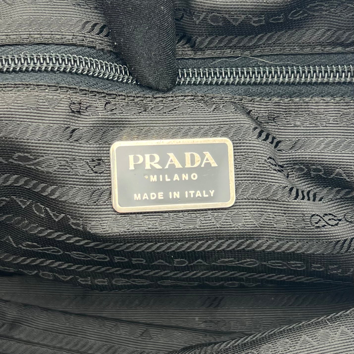 Prada Black Tessuto Leather Small Bauletto