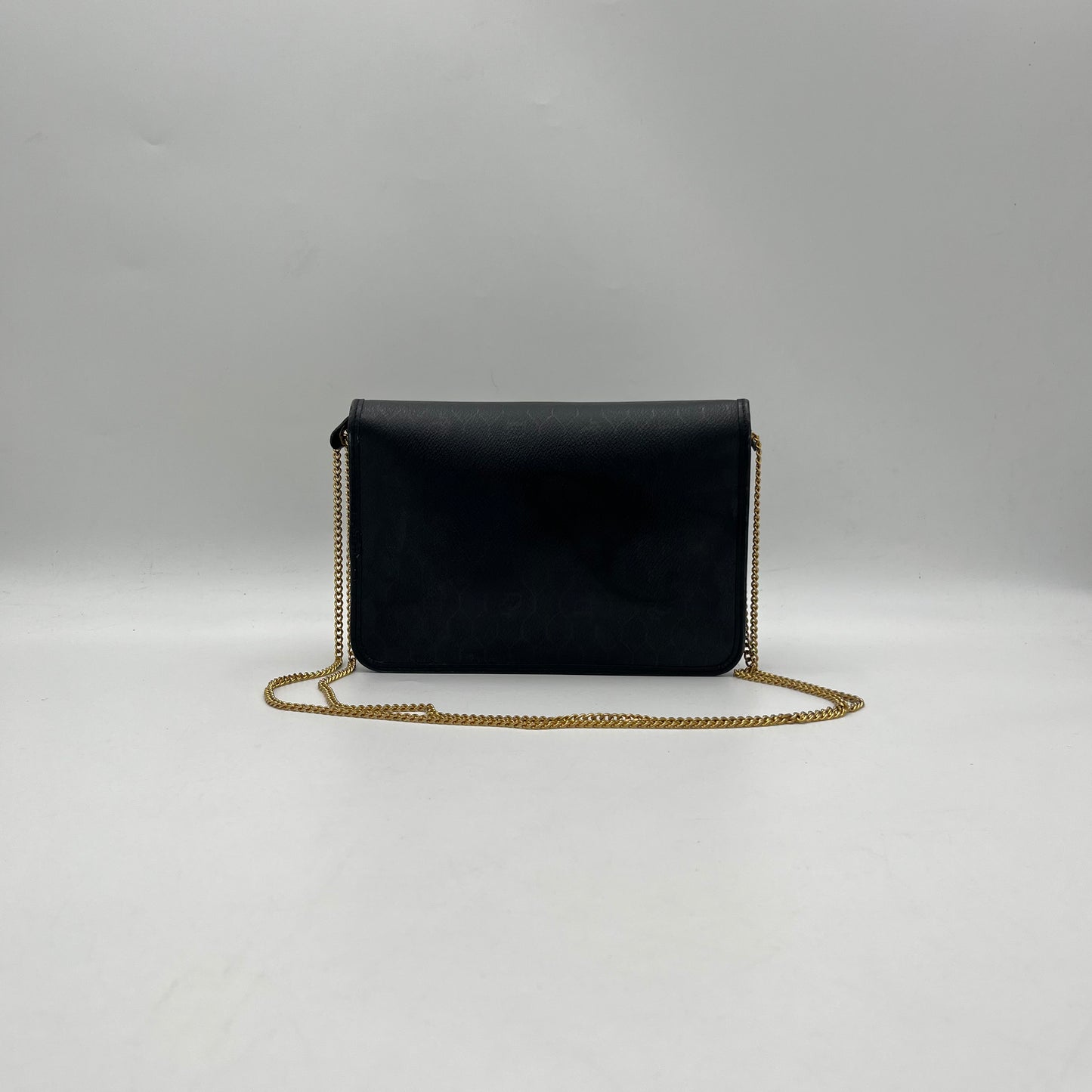 Christian Dior Black Honeycomb Logo Chain Flap Crossbody