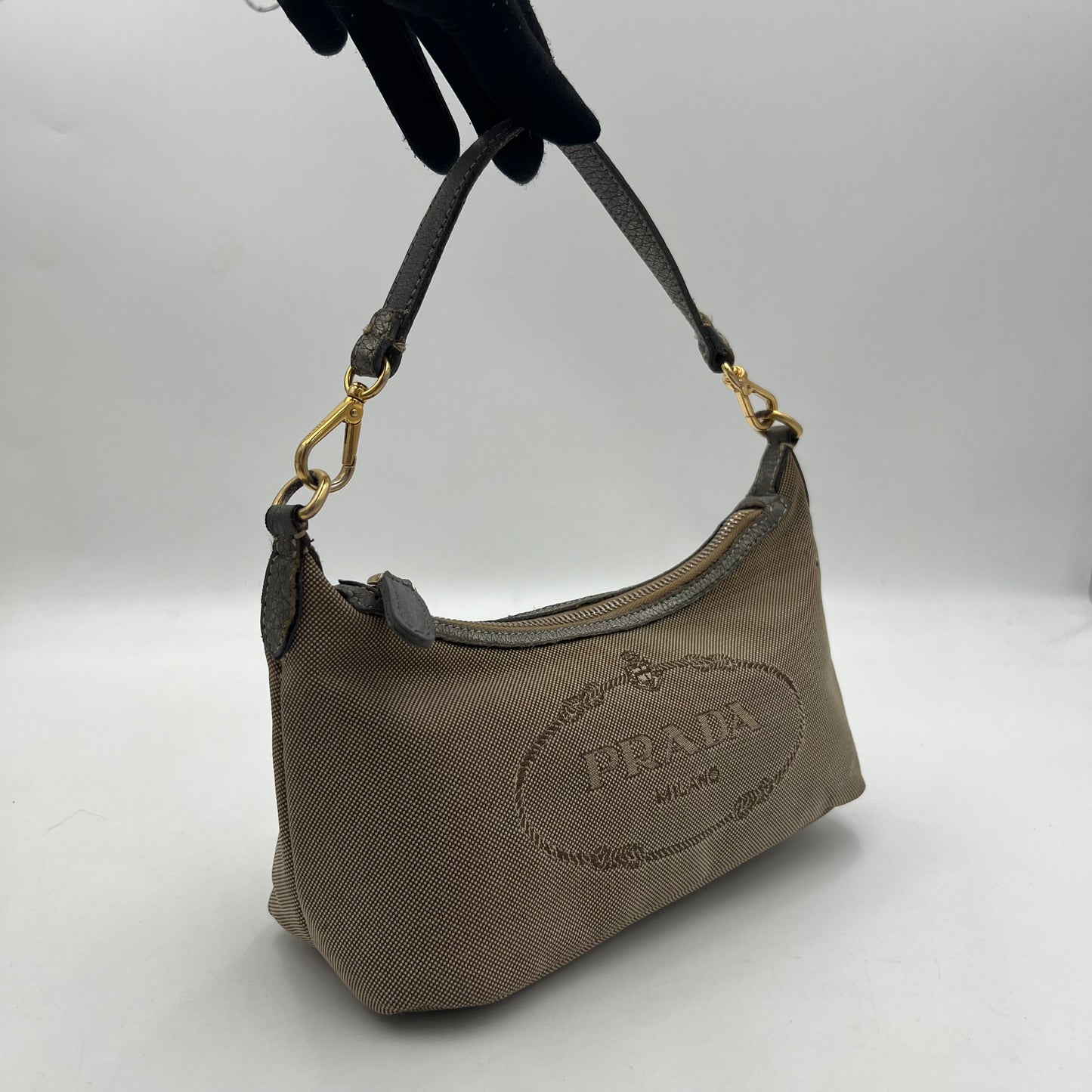 Prada Canapa Logo Canvas Hobo Pochette