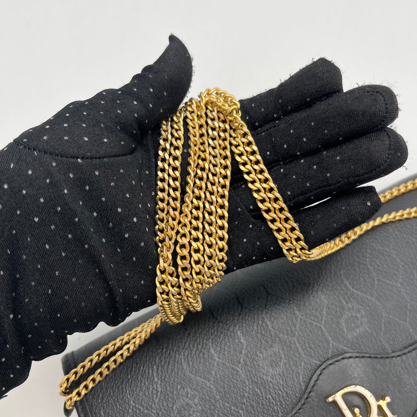 Christian Dior Black Honeycomb Logo Chain Flap Crossbody