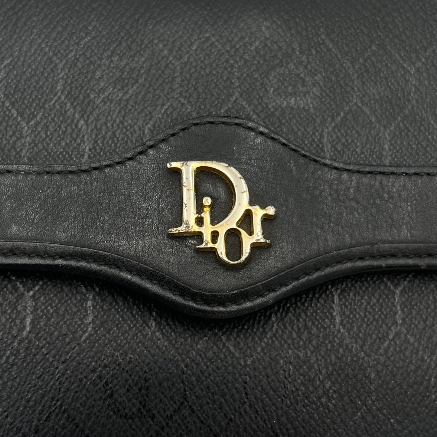 Christian Dior Black Honeycomb Logo Chain Flap Crossbody