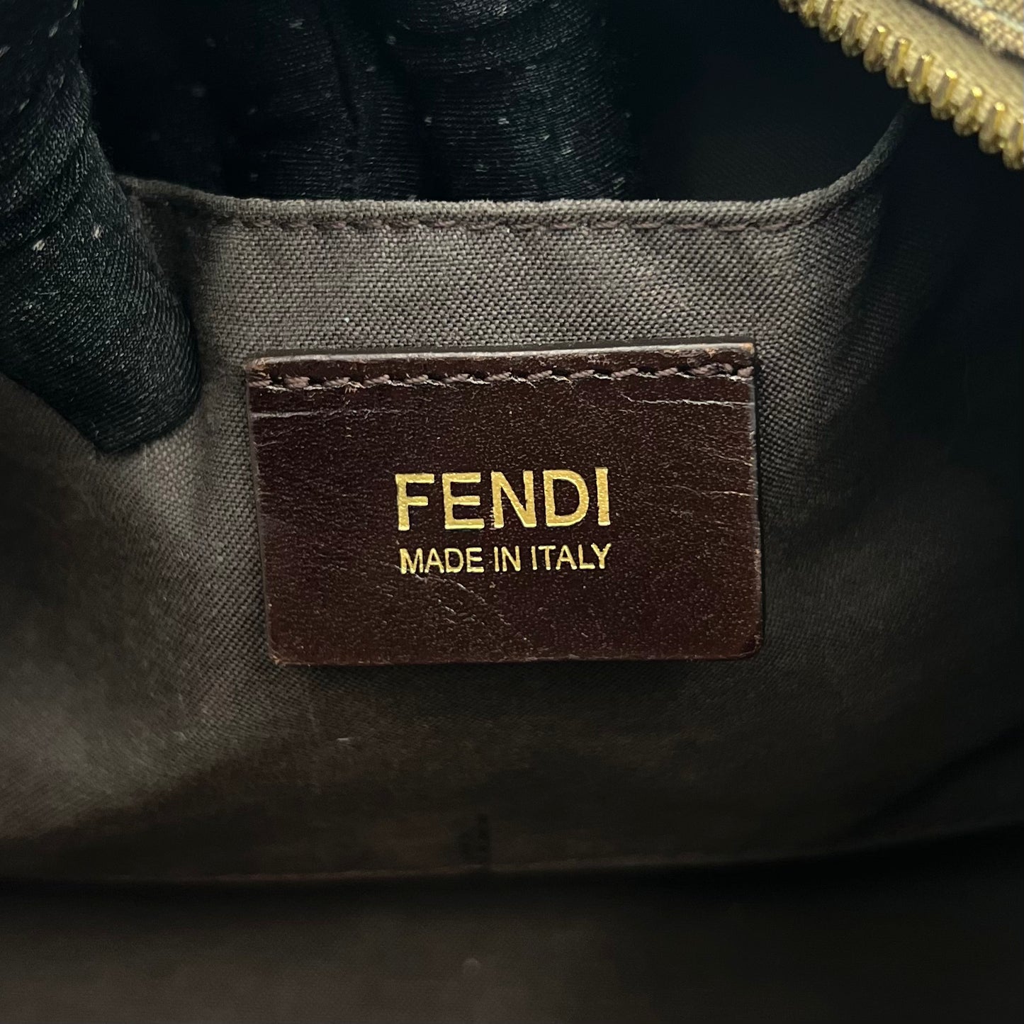 Fendi Brown Zucchino Light Blue Leather Boston 30