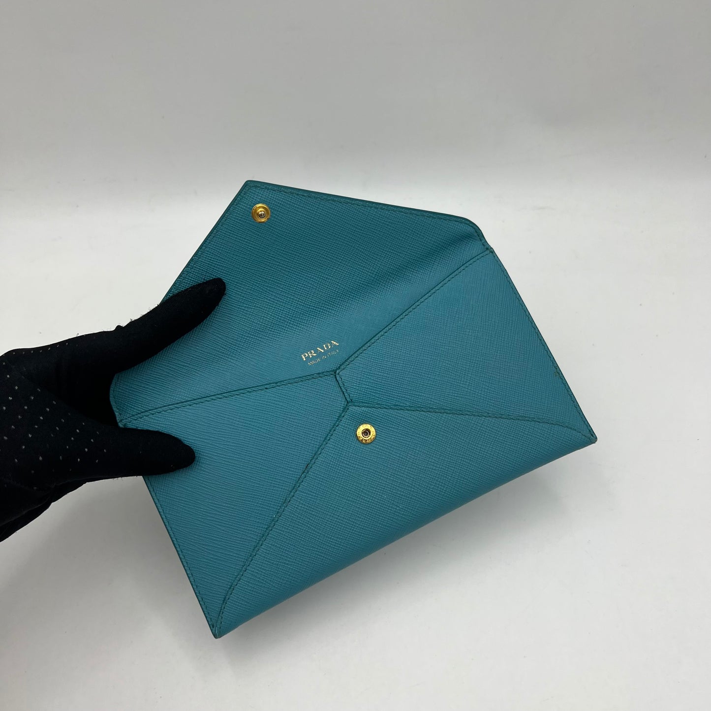 Prada Blue Saffiano Envelope Wallet