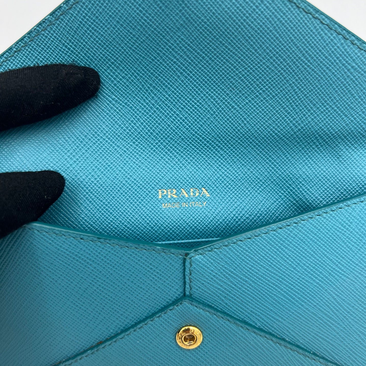 Prada Blue Saffiano Envelope Wallet
