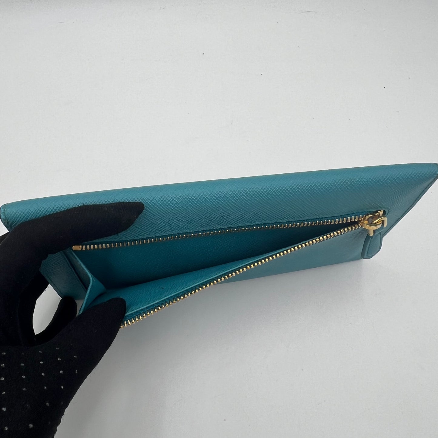Prada Blue Saffiano Envelope Wallet