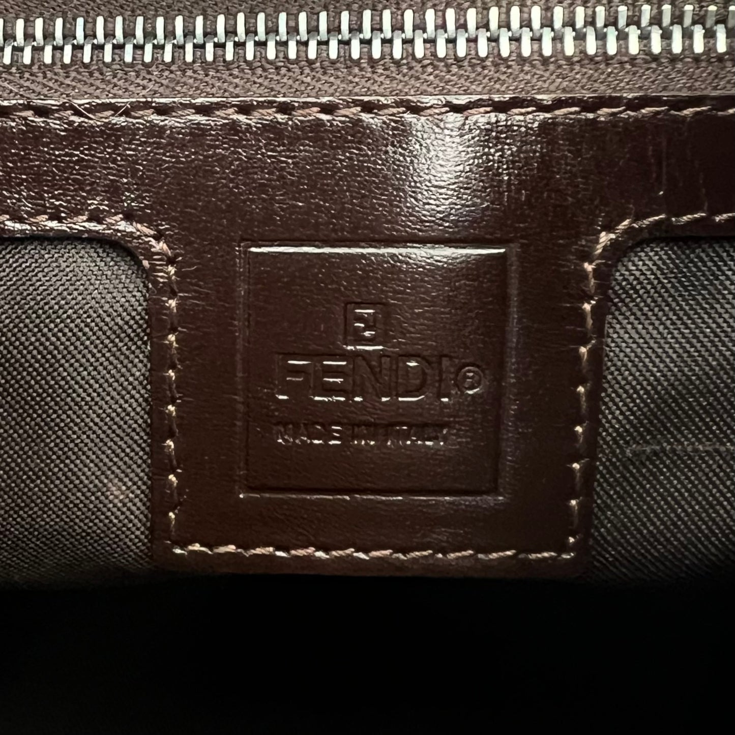 Fendi Tobacco Zucca FF Logo Small Shoulder Tote Bag