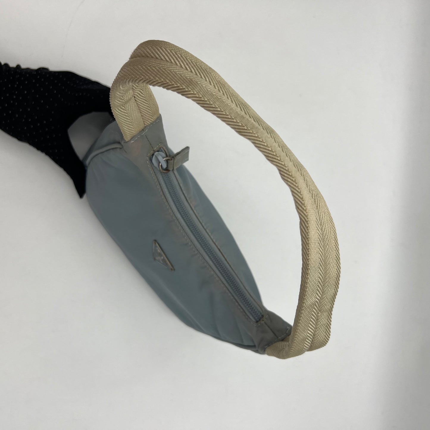 Prada Light Blue Nylon Mini Hobo Baguette
