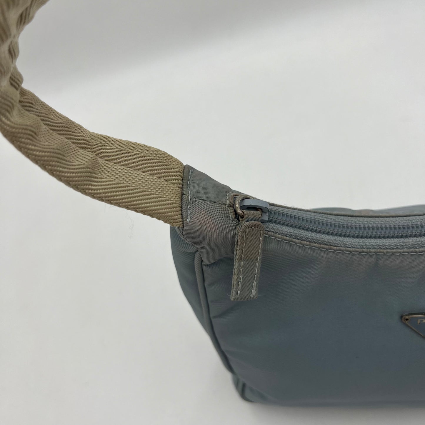 Prada Light Blue Nylon Mini Hobo Baguette