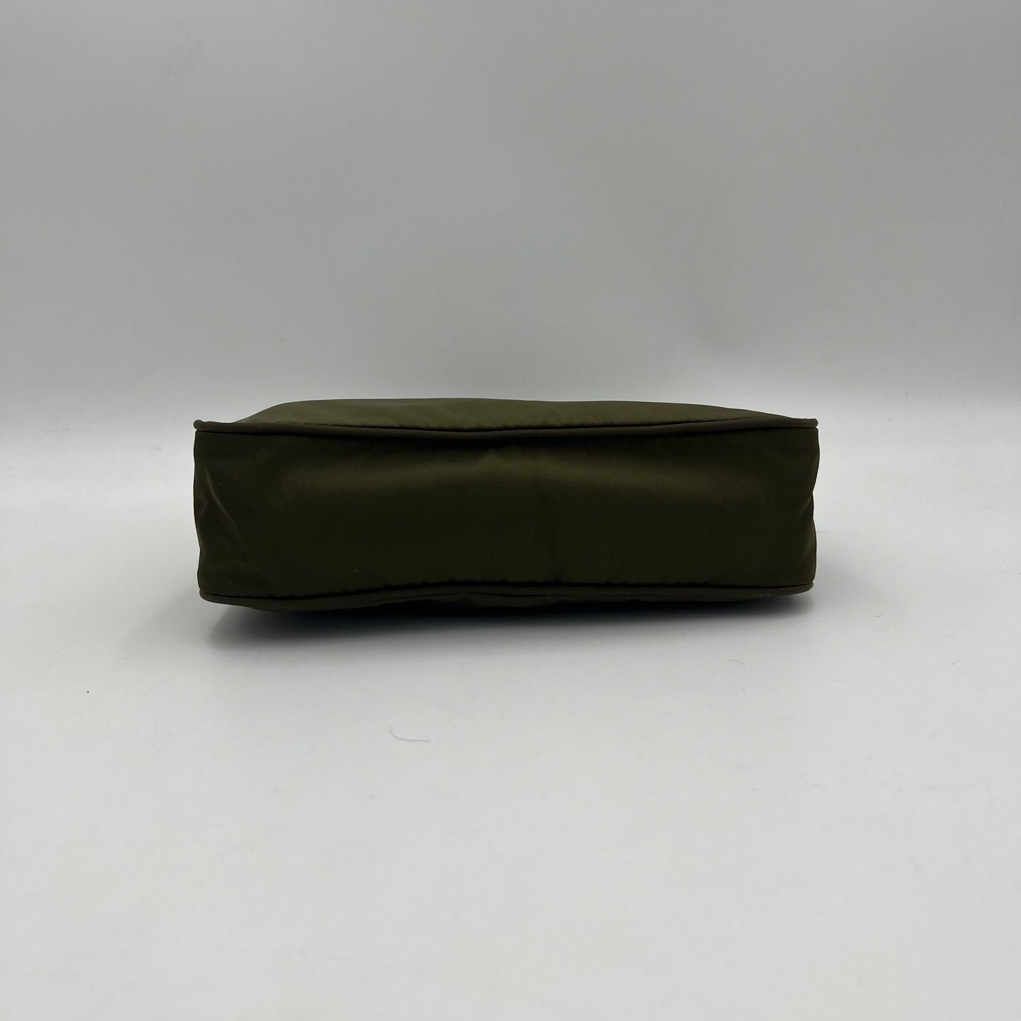 Prada Dark Green Nylon Mini Hobo Baguette