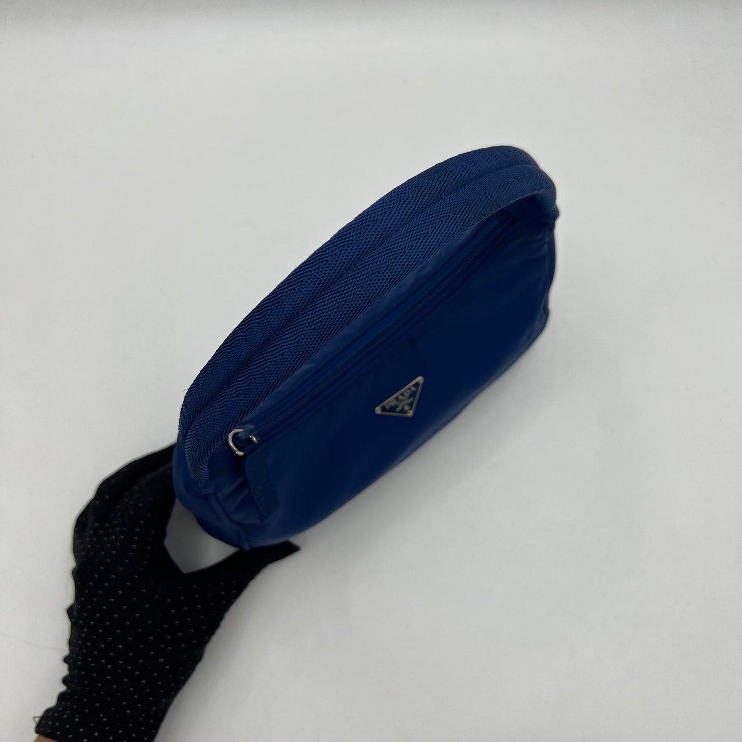 Prada Royal Blue Nylon Mini Hobo Baguette