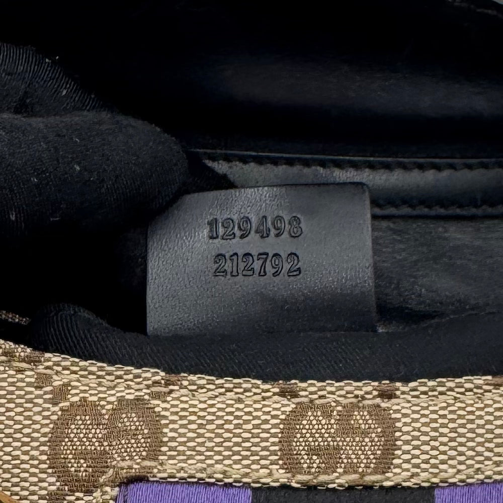 Gucci Tom Ford Monogram Canvas Purple Black Web Satin Horsebit Chain Flap Mini Shoulder Bag