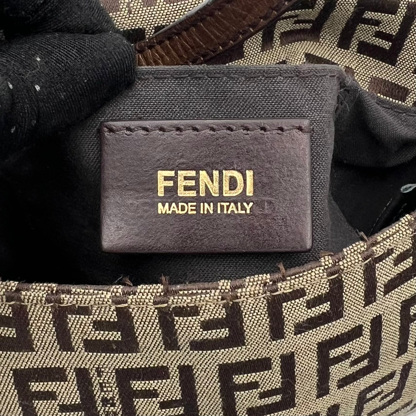 Fendi Brown Zucchino Canvas and Leather Mini Mamma Baguette