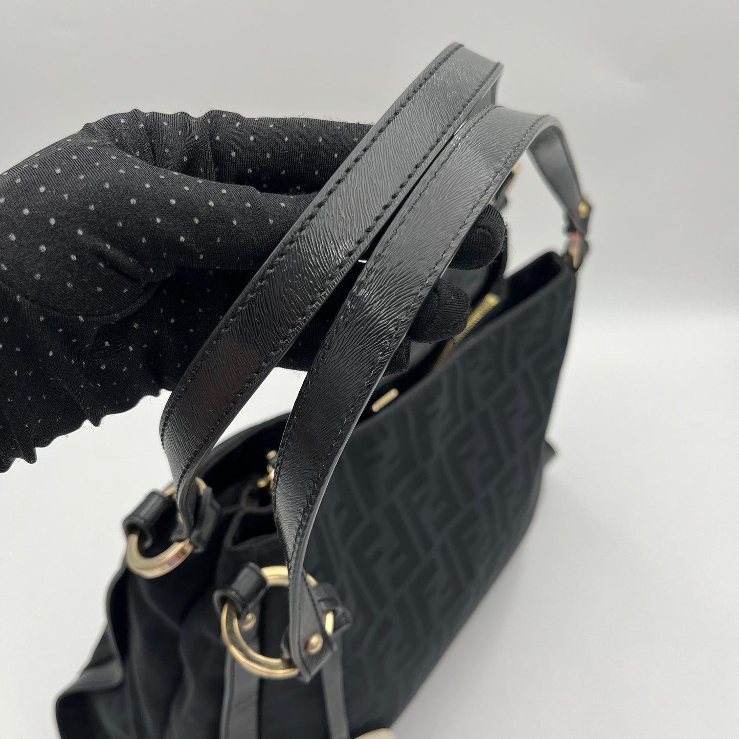 Fendi Black Zucca Chef Large Shoulder Bag