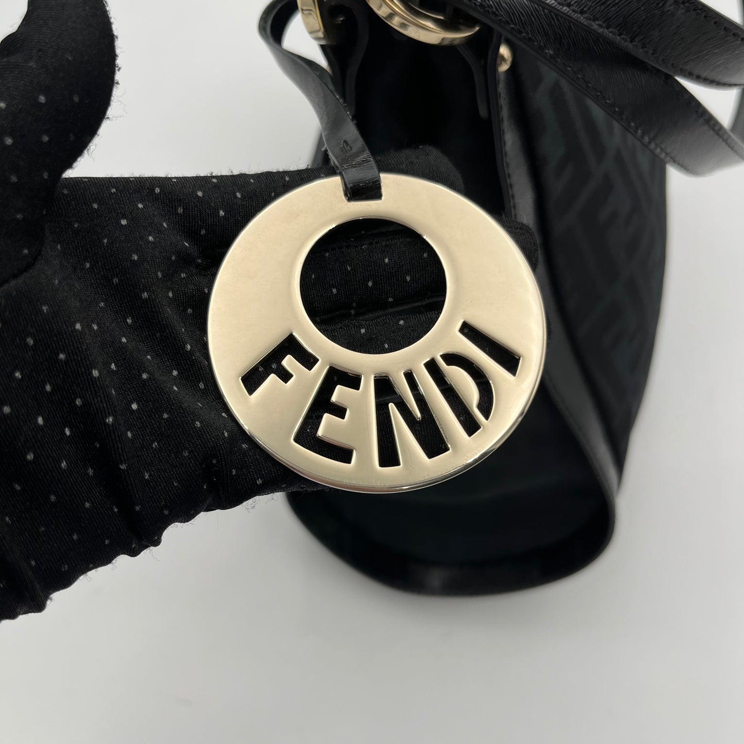 Fendi Black Zucca Chef Large Shoulder Bag