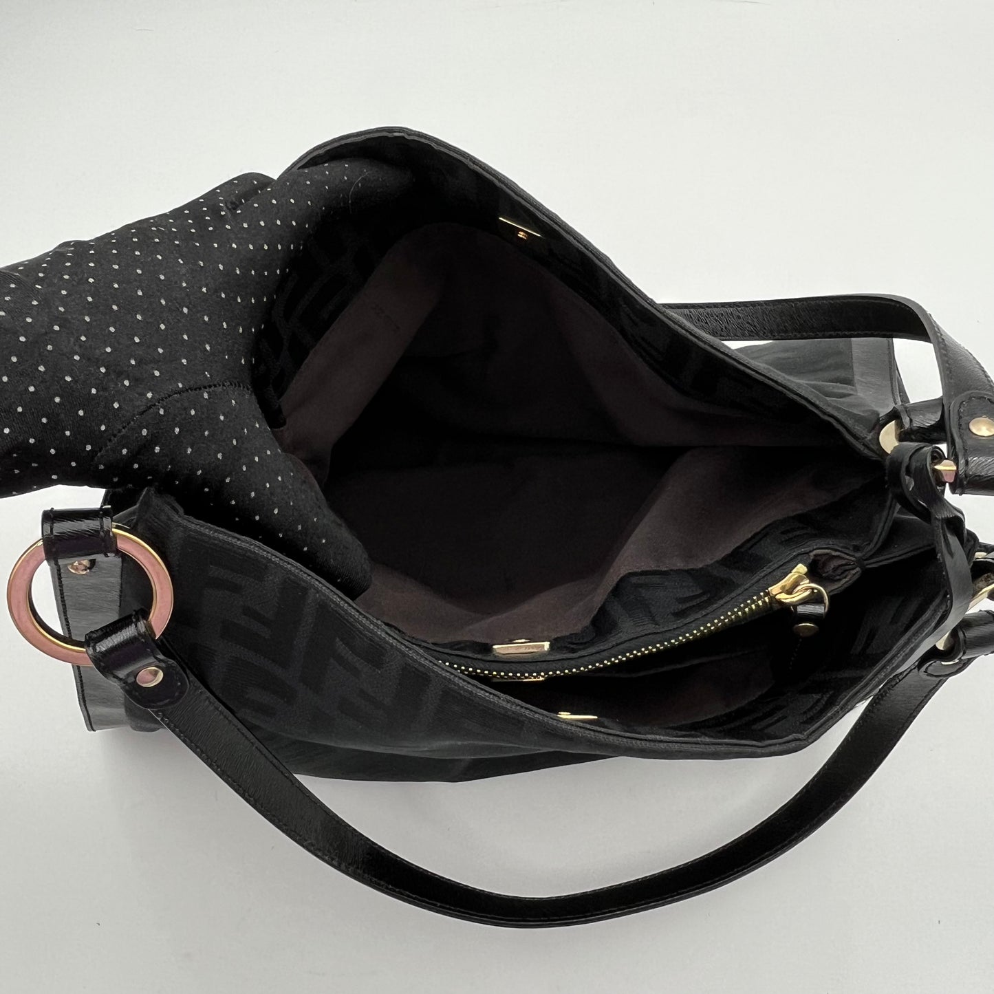 Fendi Black Zucca Chef Large Shoulder Bag
