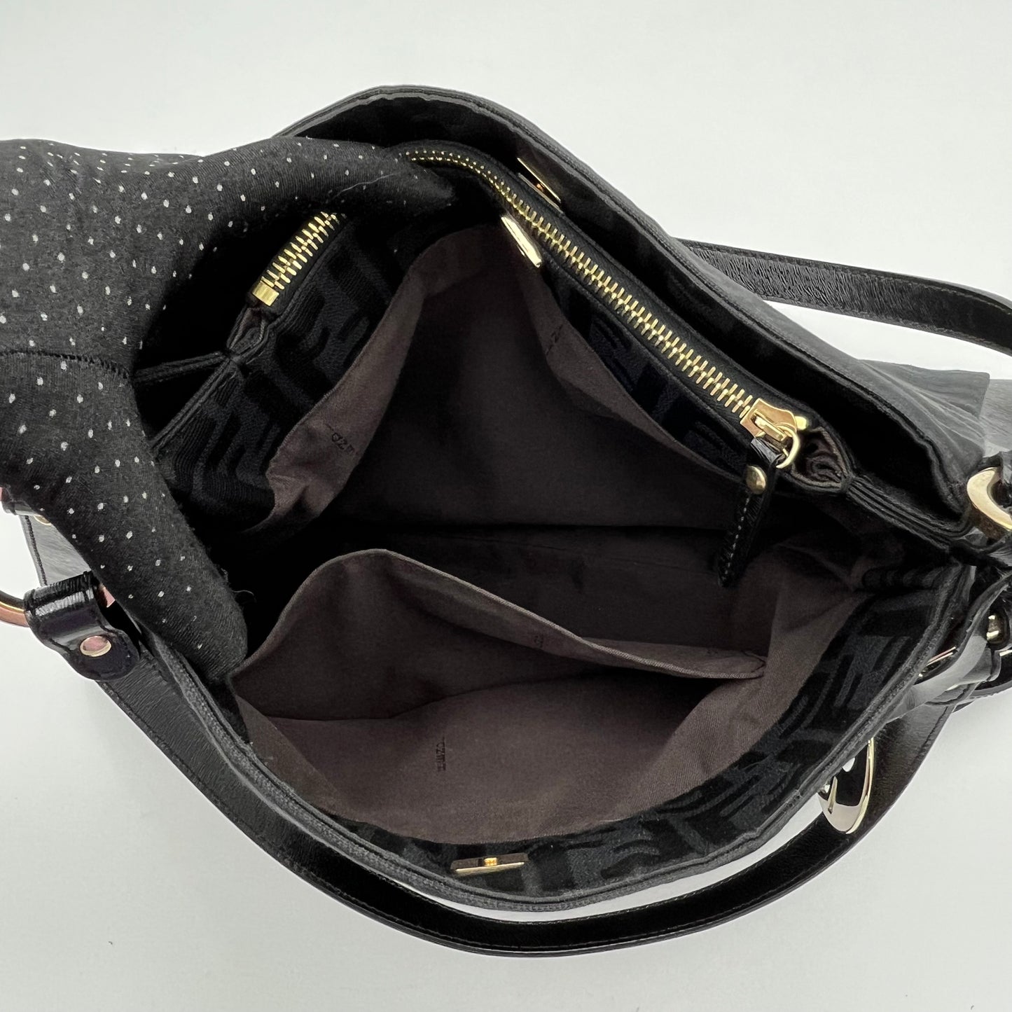 Fendi Black Zucca Chef Large Shoulder Bag