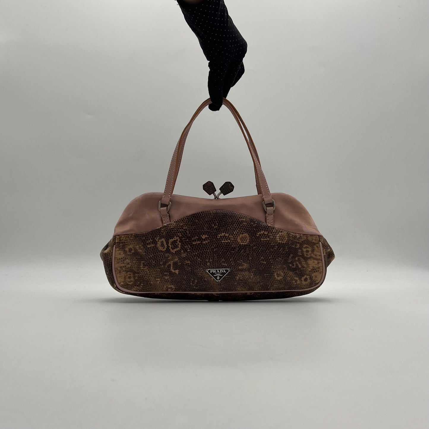 Prada Sera Lizard Skin Kisslock Bag