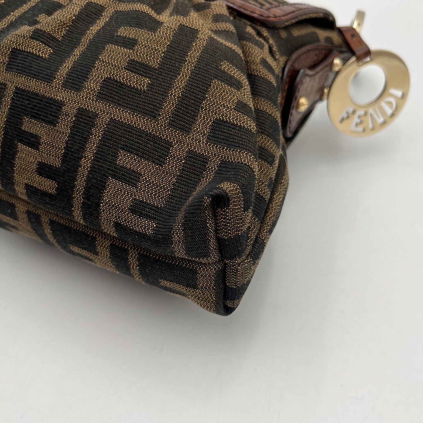 Fendi Tobacco Zucca Zip Flap Mini Baguette