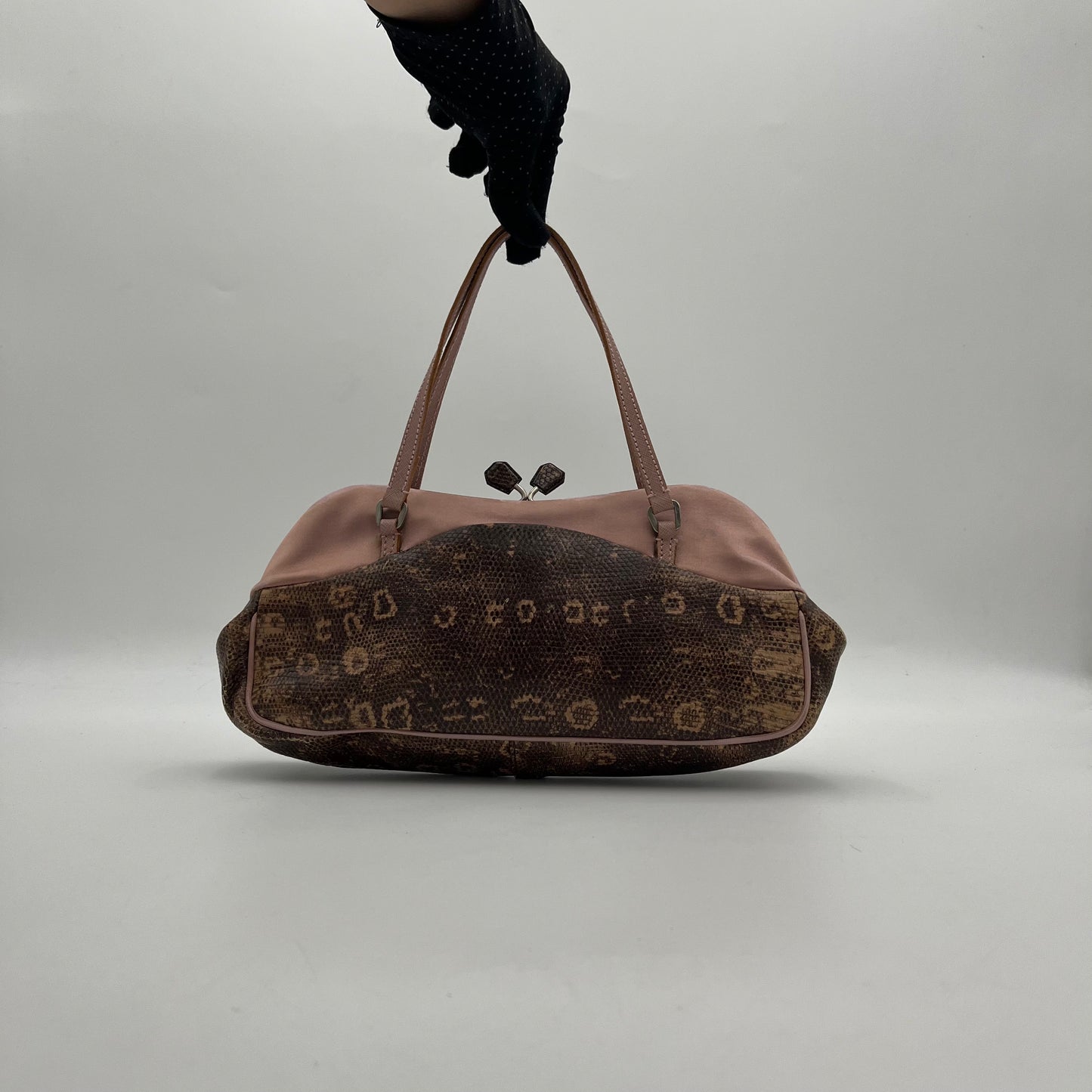 Prada Sera Lizard Skin Kisslock Bag