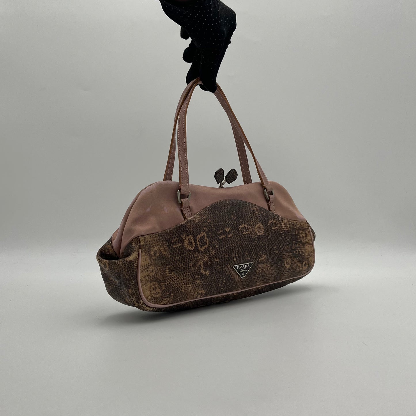 Prada Sera Lizard Skin Kisslock Bag