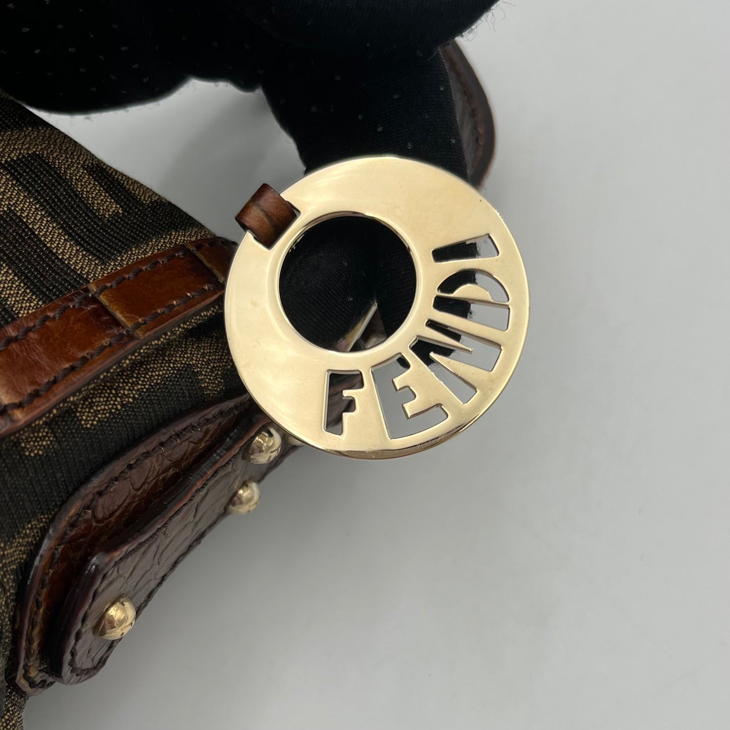 Fendi Tobacco Zucca Zip Flap Mini Baguette
