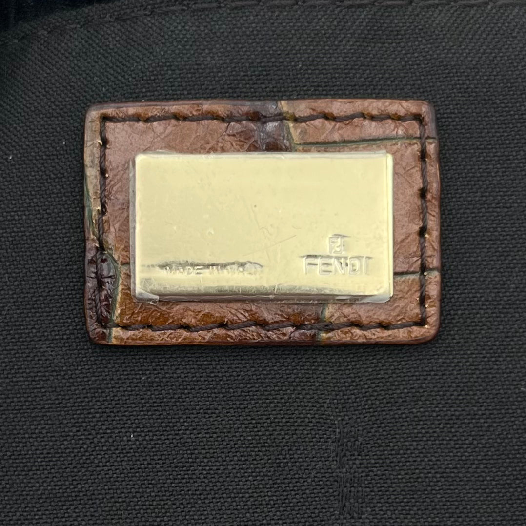 Fendi Tobacco Zucca Zip Flap Mini Baguette