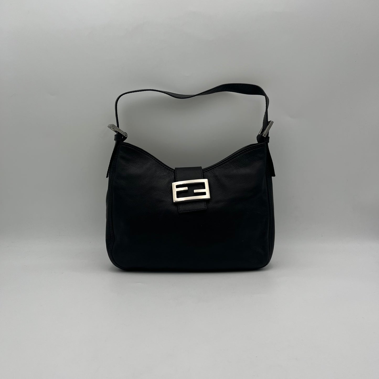 Fendi Black Leather Hobo Baguette