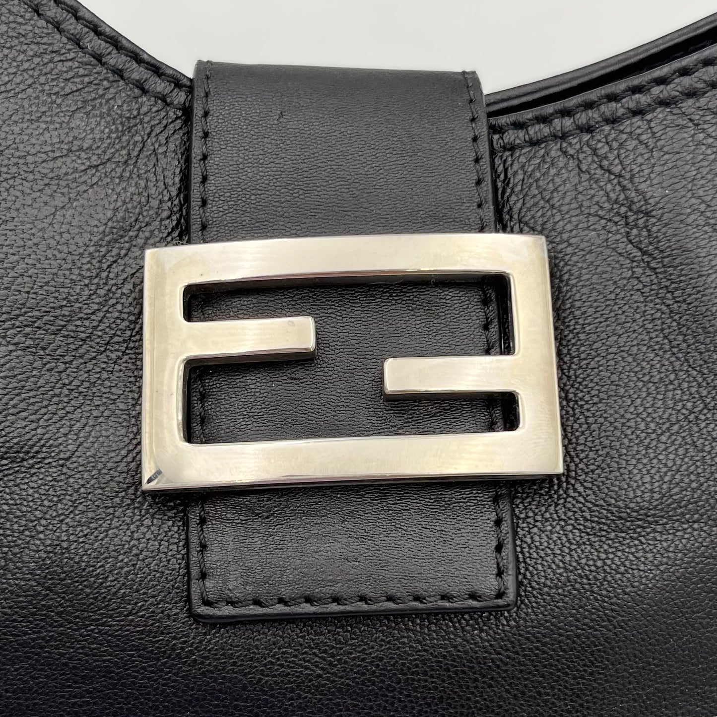 Fendi Black Leather Hobo Baguette