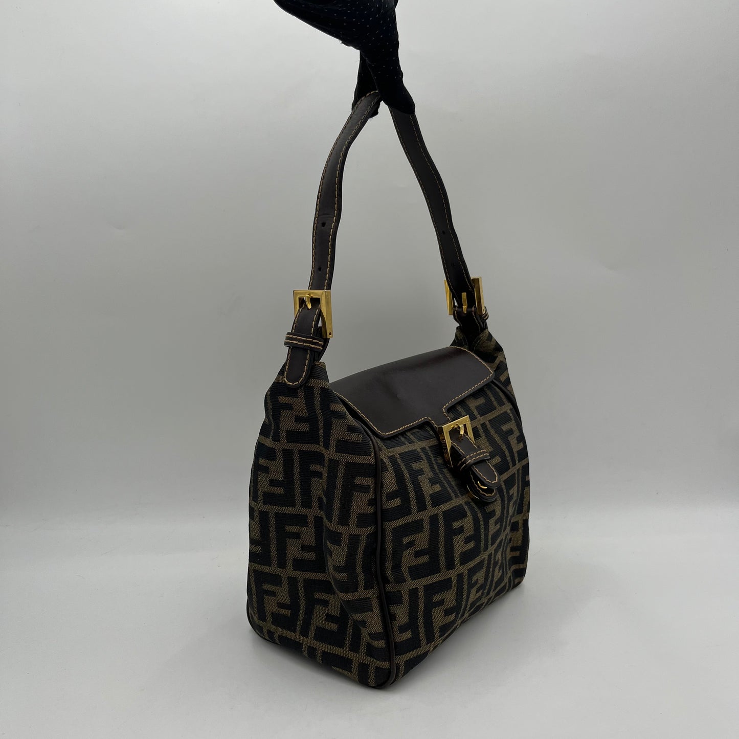 Fendi Tobacco Zucca Hobo Zucca Shoulder Bag