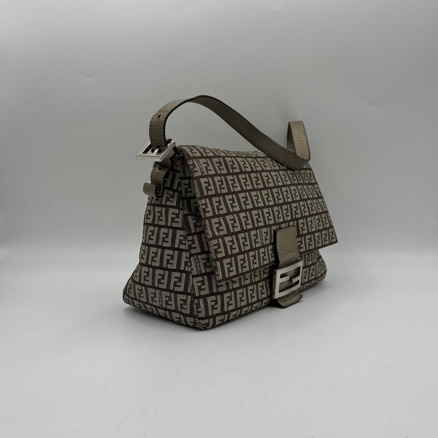 Fendi Gray Metallic Zucchino Mamma Baguette