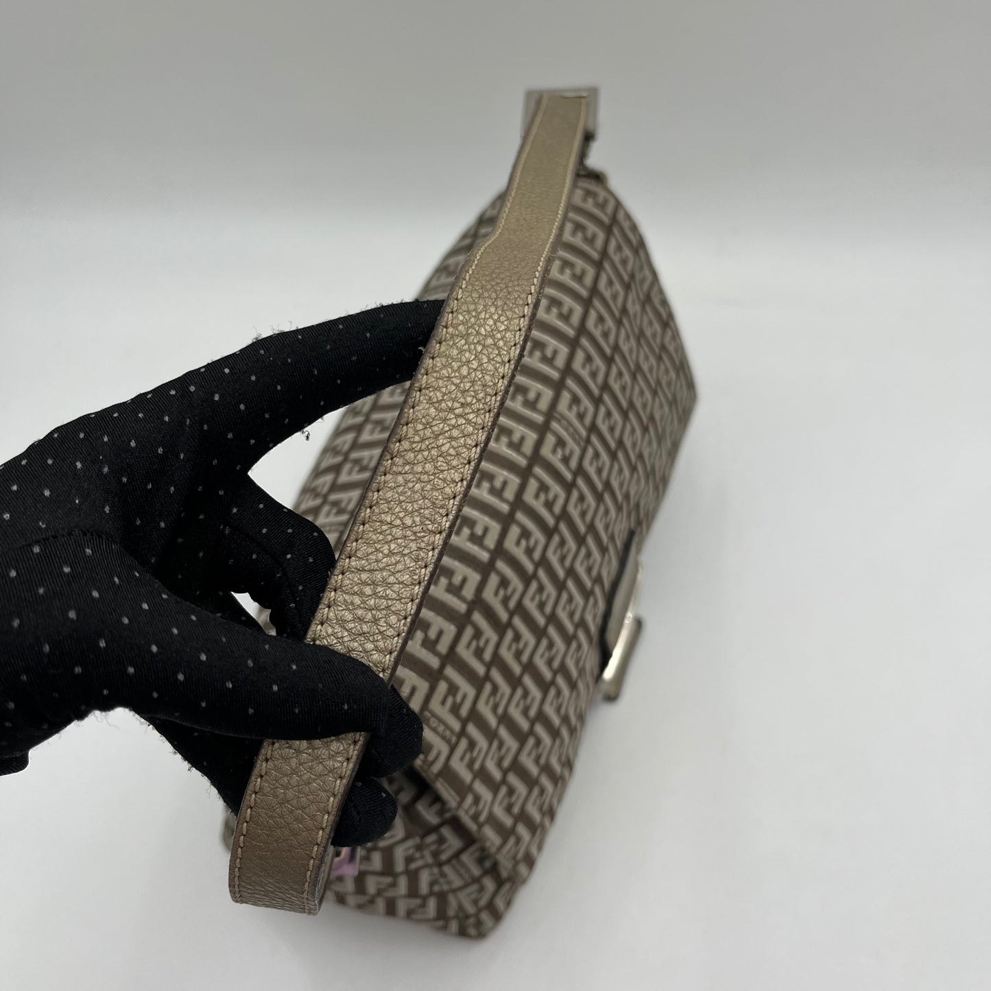 Fendi Gray Metallic Zucchino Mamma Baguette