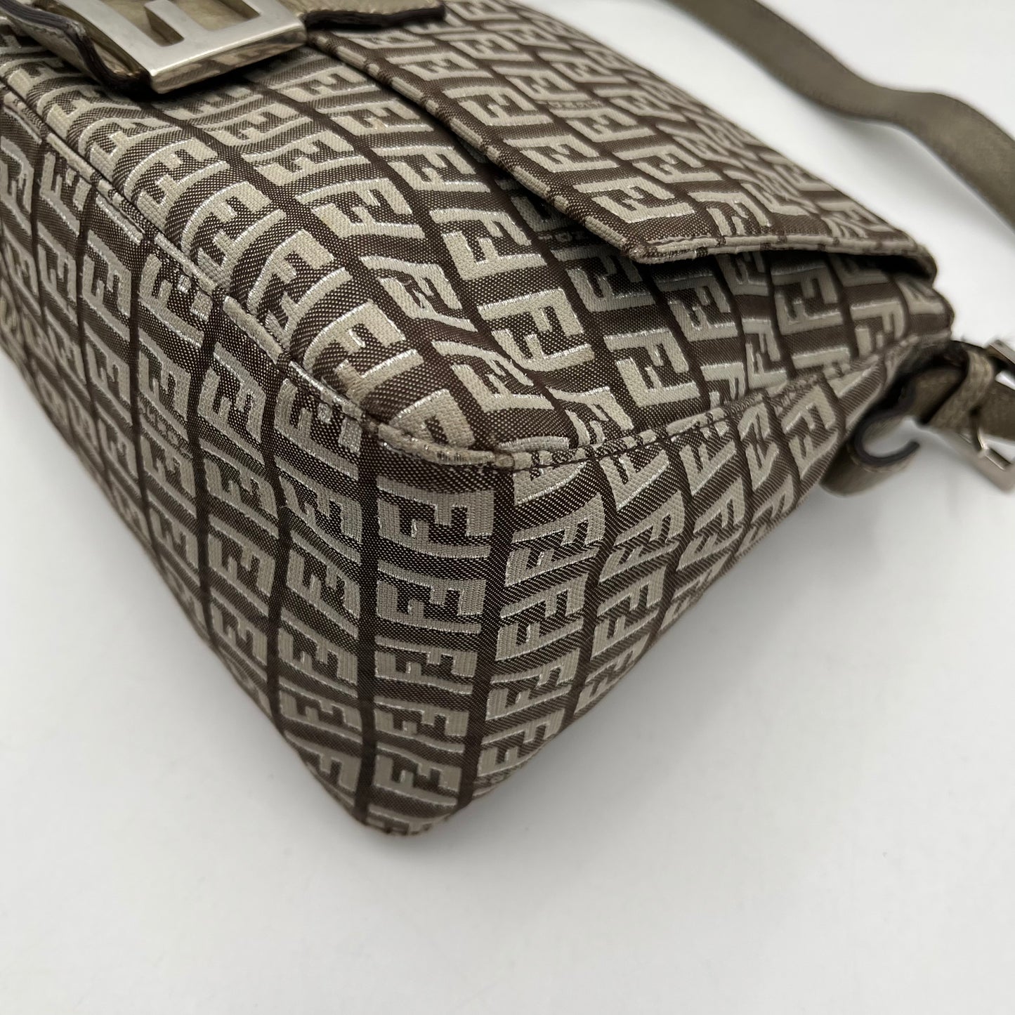 Fendi Gray Metallic Zucchino Mamma Baguette
