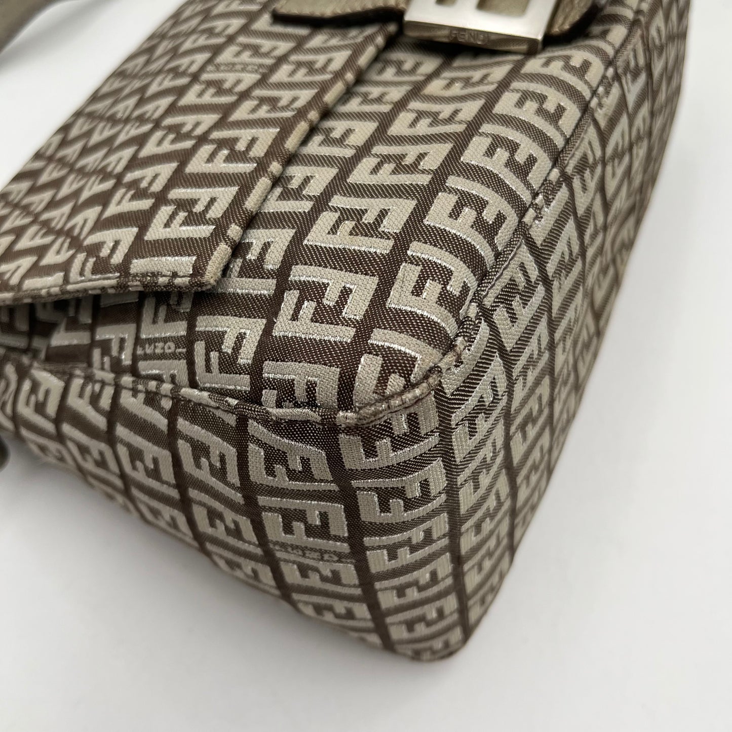Fendi Gray Metallic Zucchino Mamma Baguette