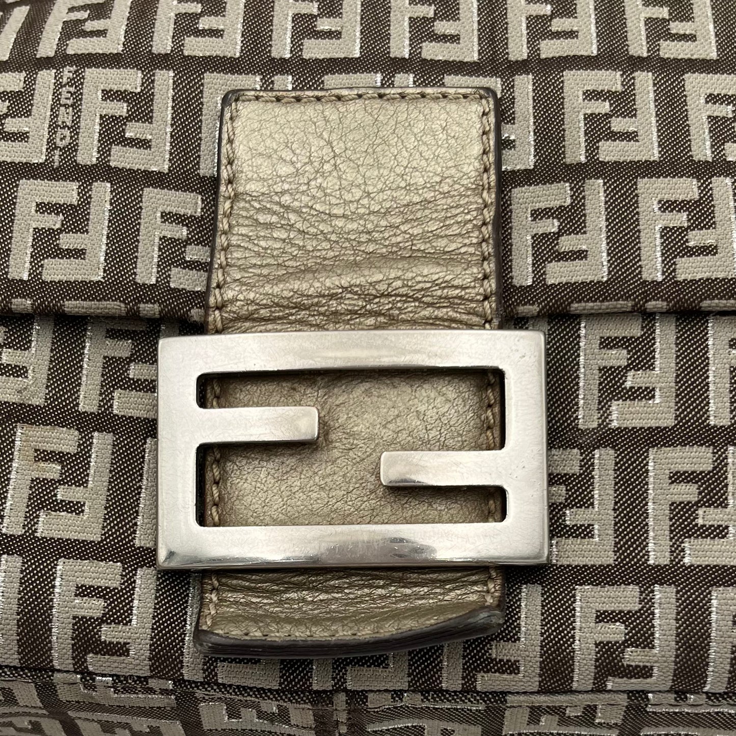 Fendi Gray Metallic Zucchino Mamma Baguette