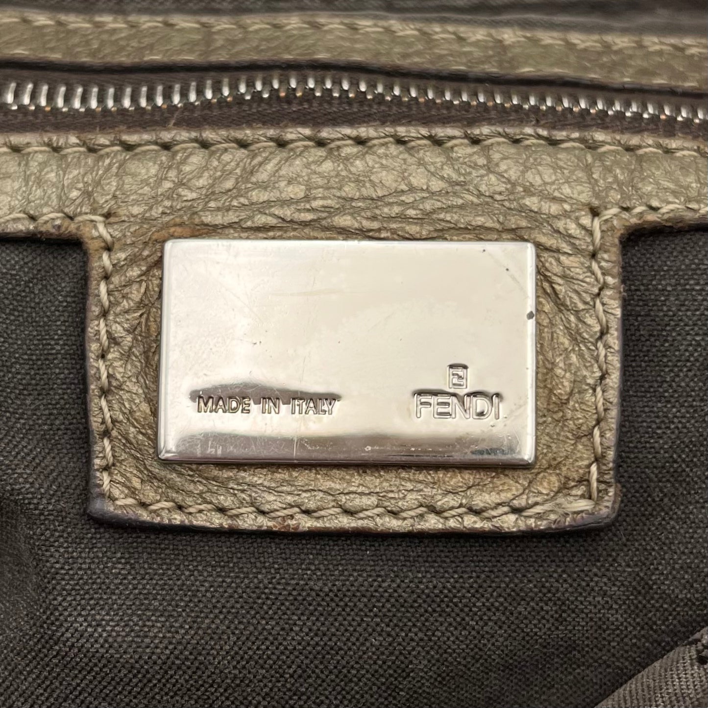 Fendi Gray Metallic Zucchino Mamma Baguette