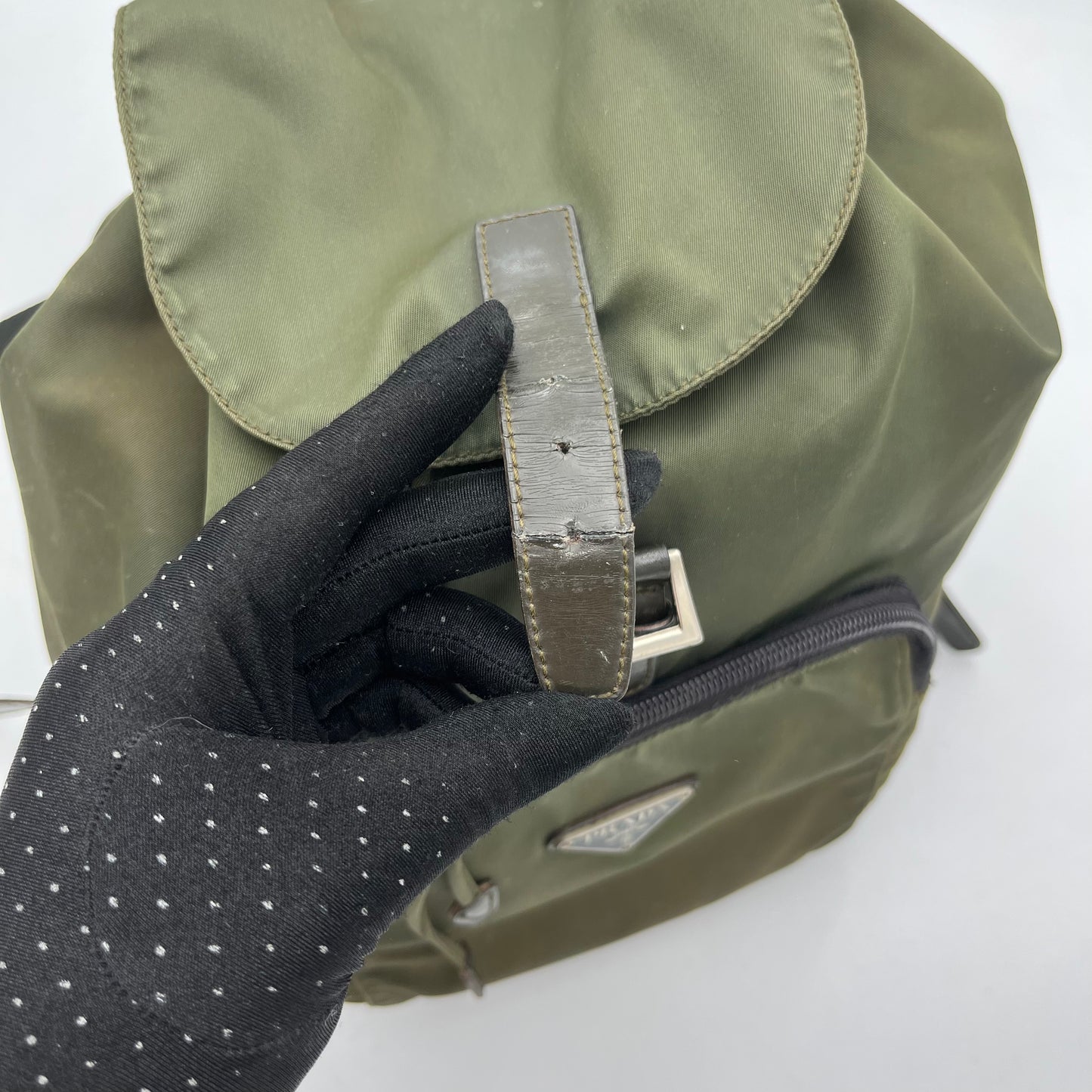 Prada Dark Green Nylon Medium Backpack