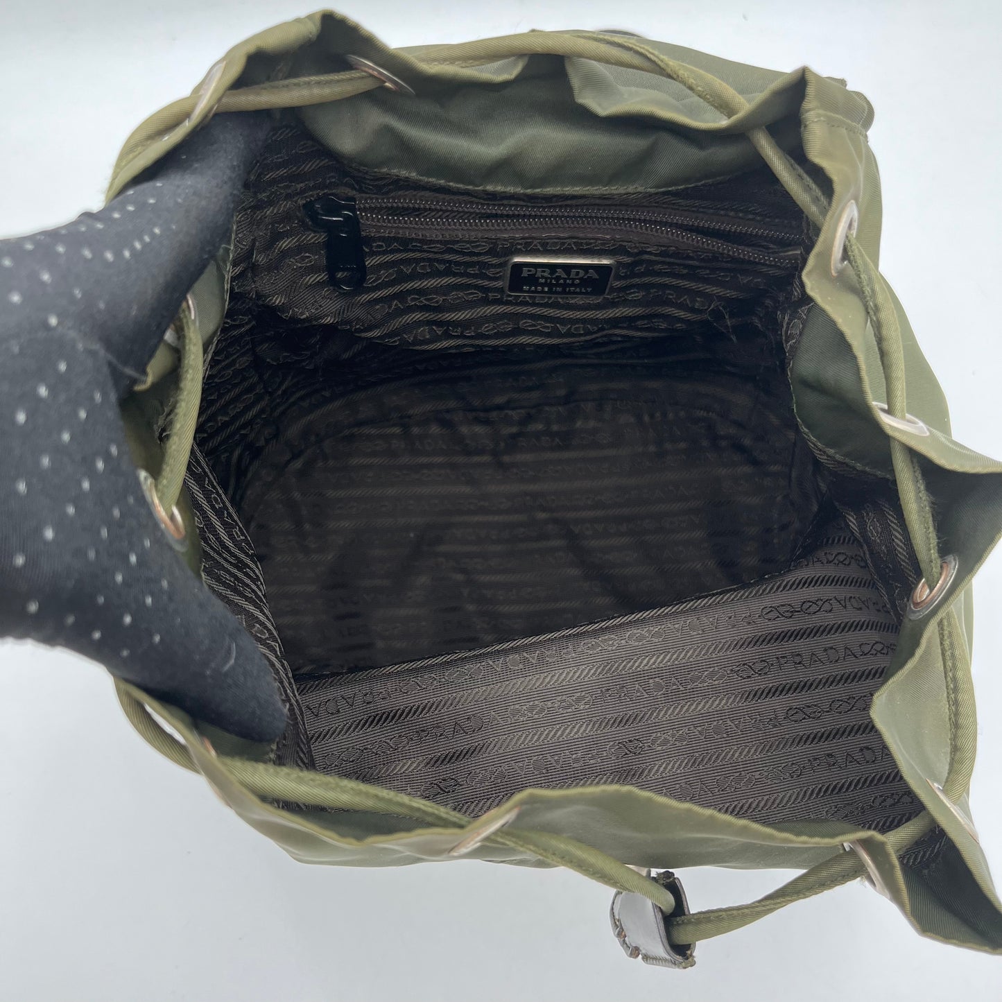 Prada Dark Green Nylon Medium Backpack