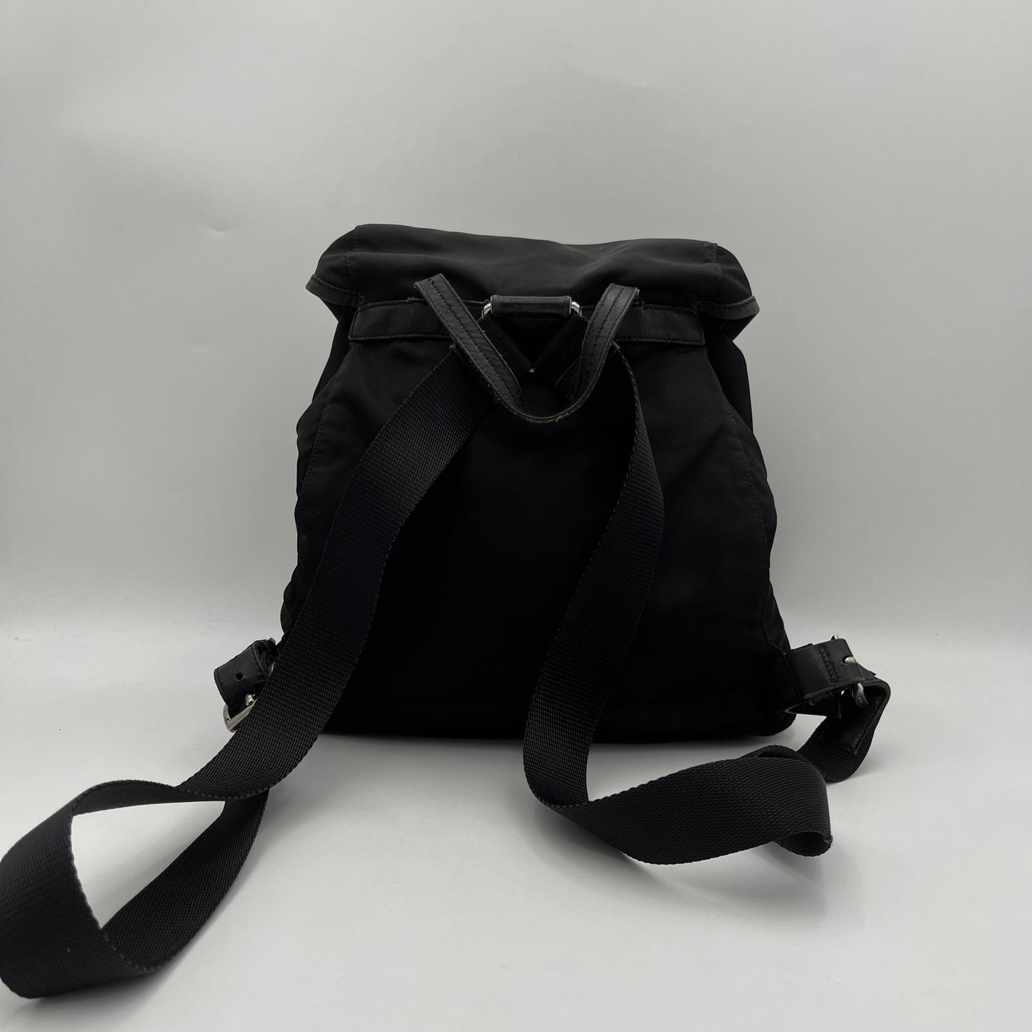 Prada Black Nylon x Leather Medium Backpack