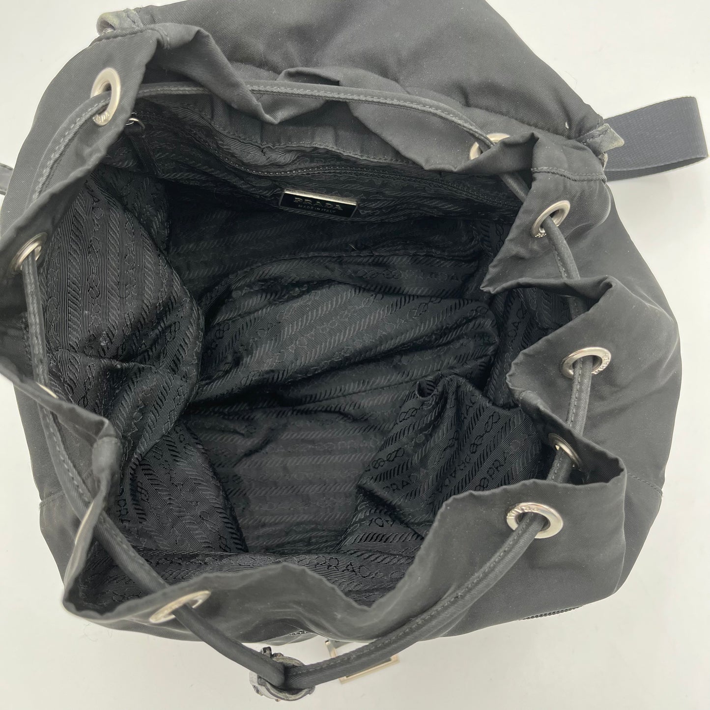 Prada Black Nylon x Leather Medium Backpack